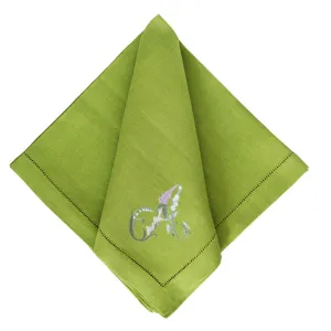 Floral Alphabet Dinner Napkins - Fern