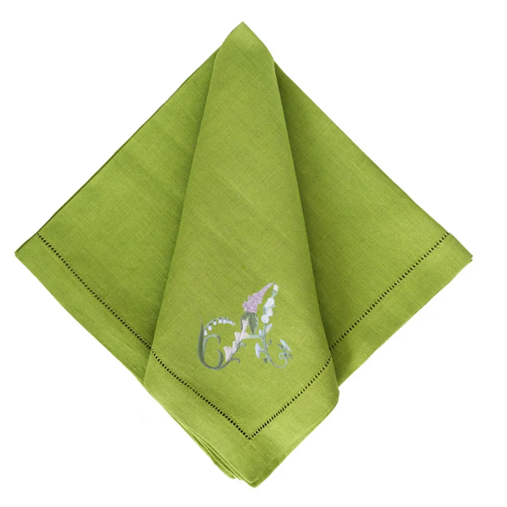 Floral Alphabet Dinner Napkins - Fern