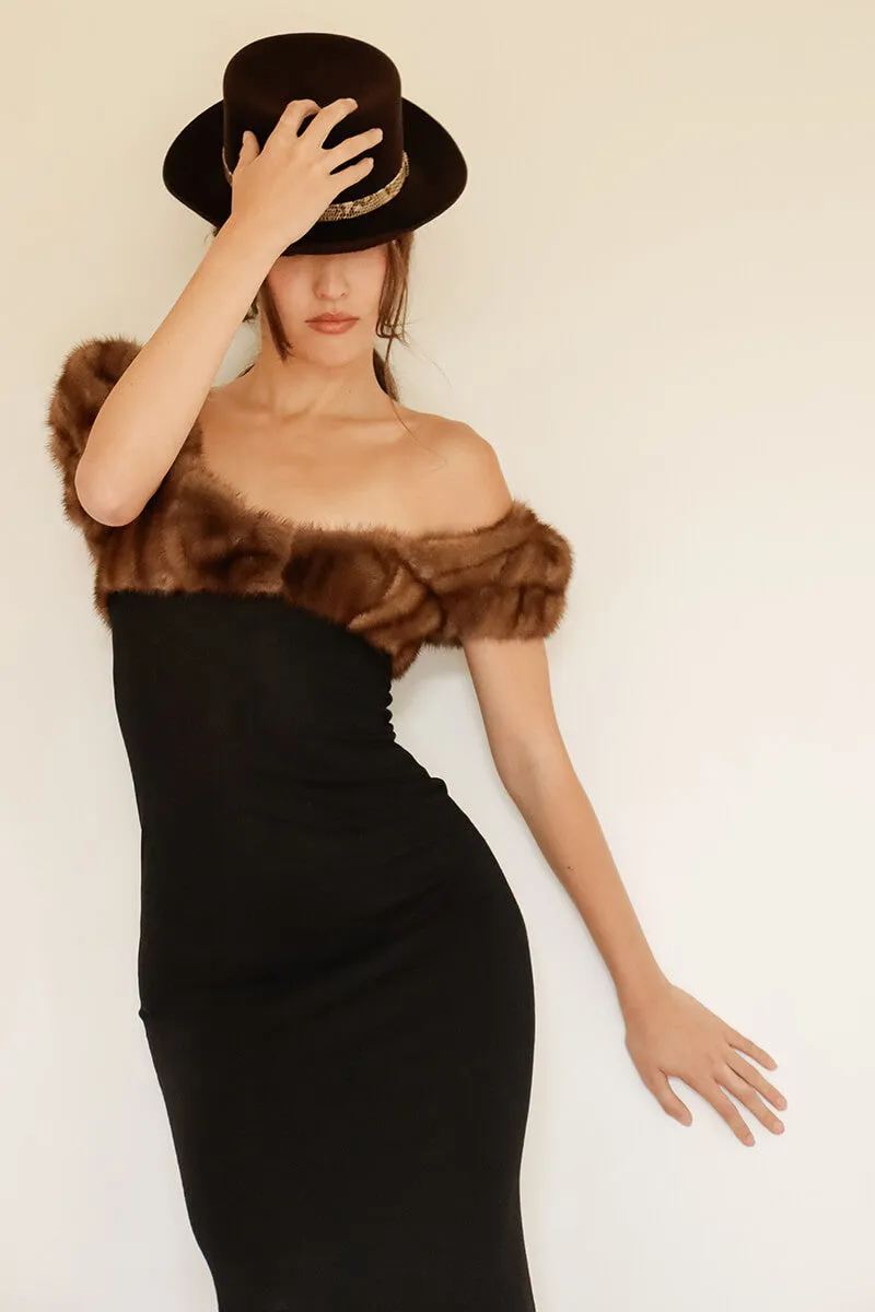 F/W 1997 Isaac Mizrahi Tiny LabelEvening Gown w Mink Fur Bodice