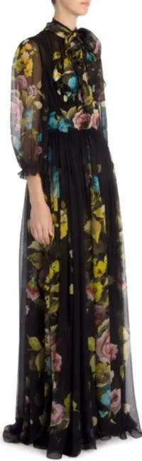 Georgette Floral Print Gown
