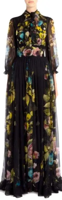 Georgette Floral Print Gown