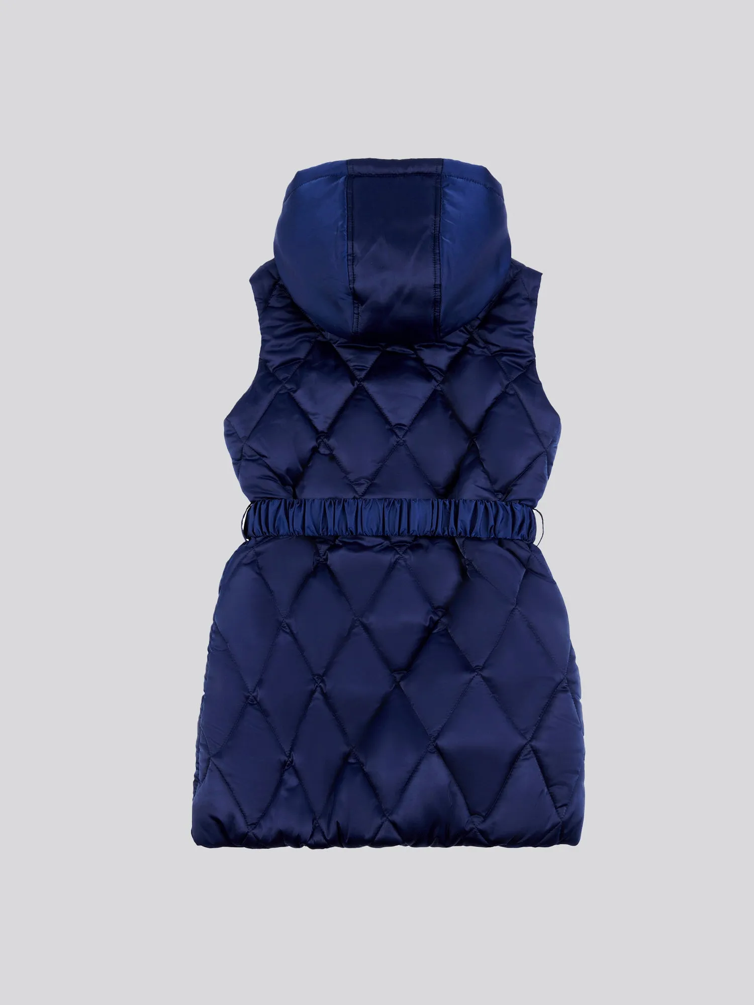 Girls Longline Puffer Gilet in Medieval Blue