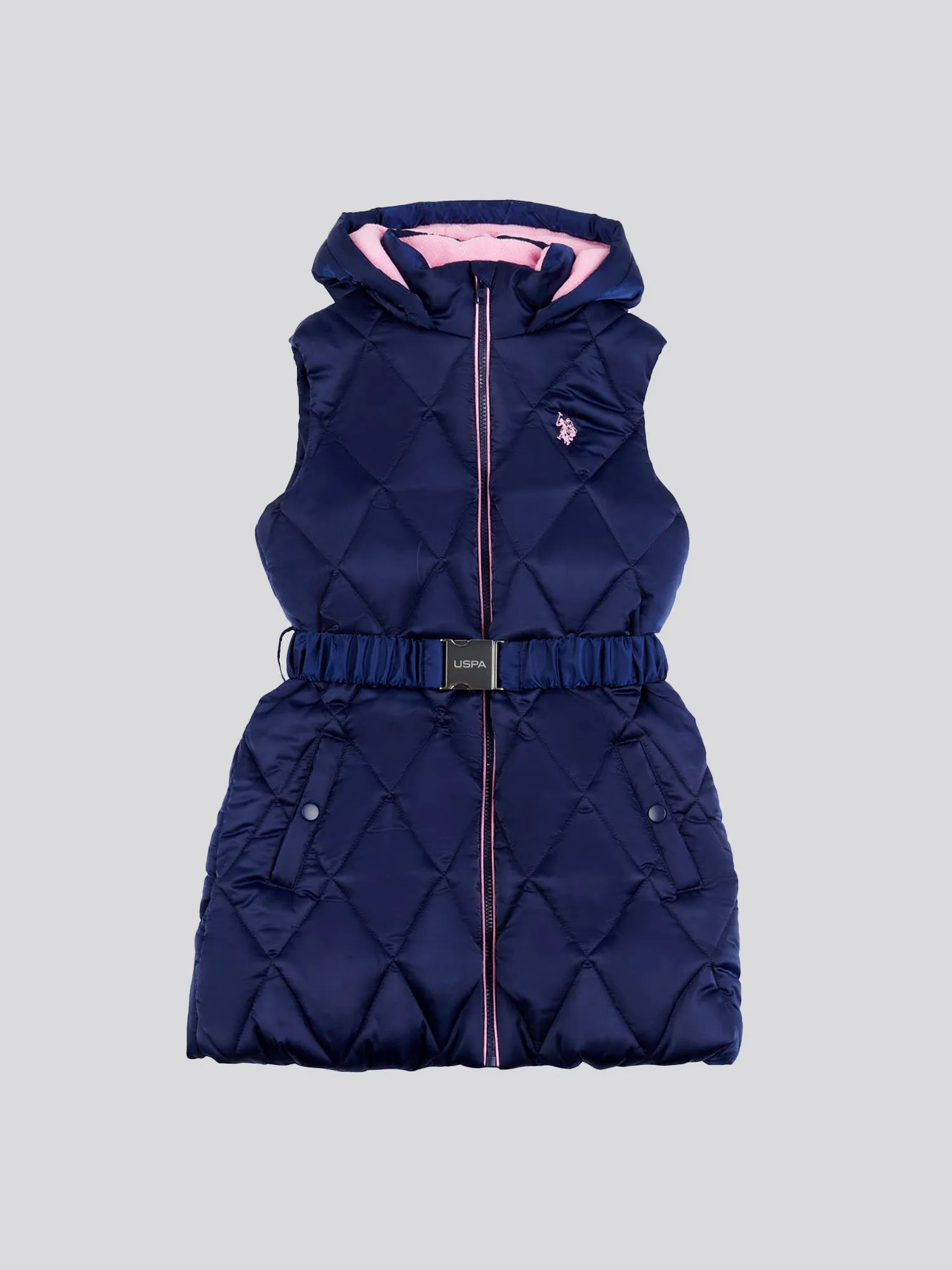 Girls Longline Puffer Gilet in Medieval Blue