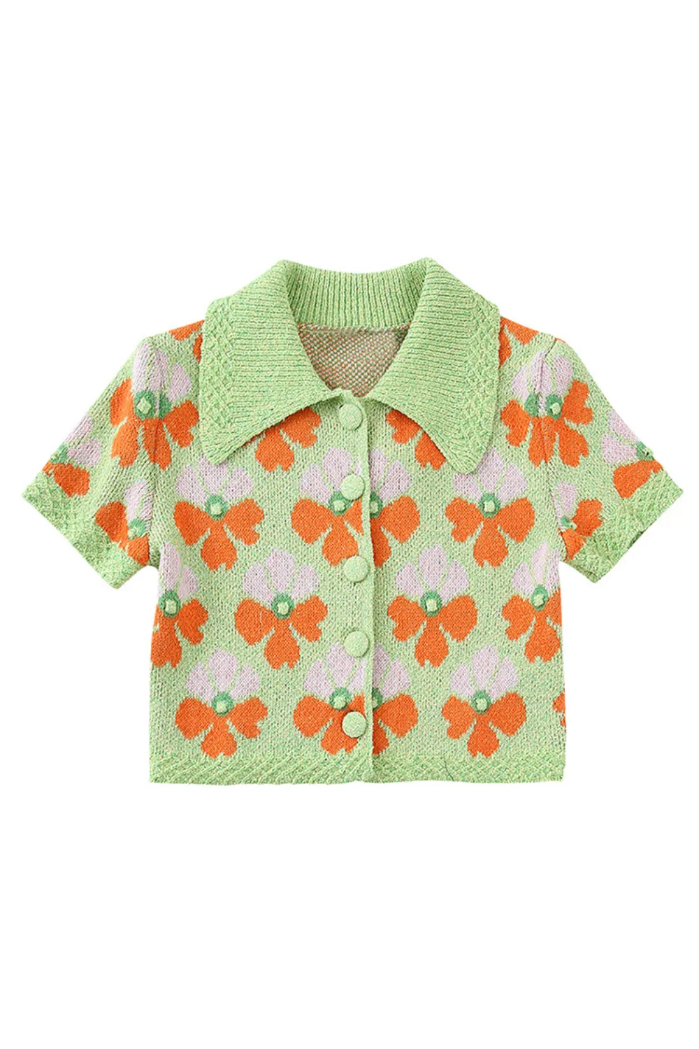 'Gloria' Floral Knitted Polo shirt & Skirt