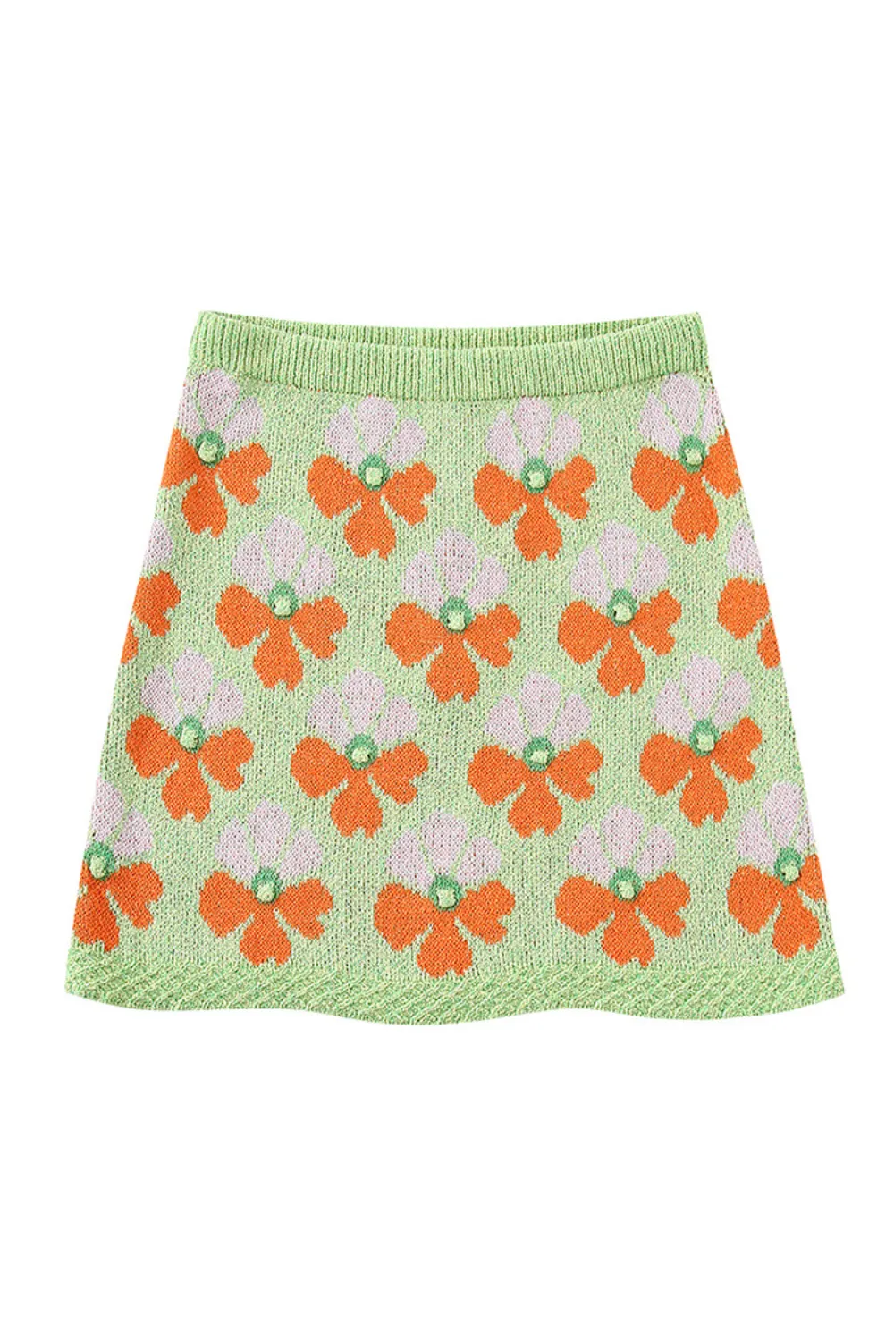 'Gloria' Floral Knitted Polo shirt & Skirt