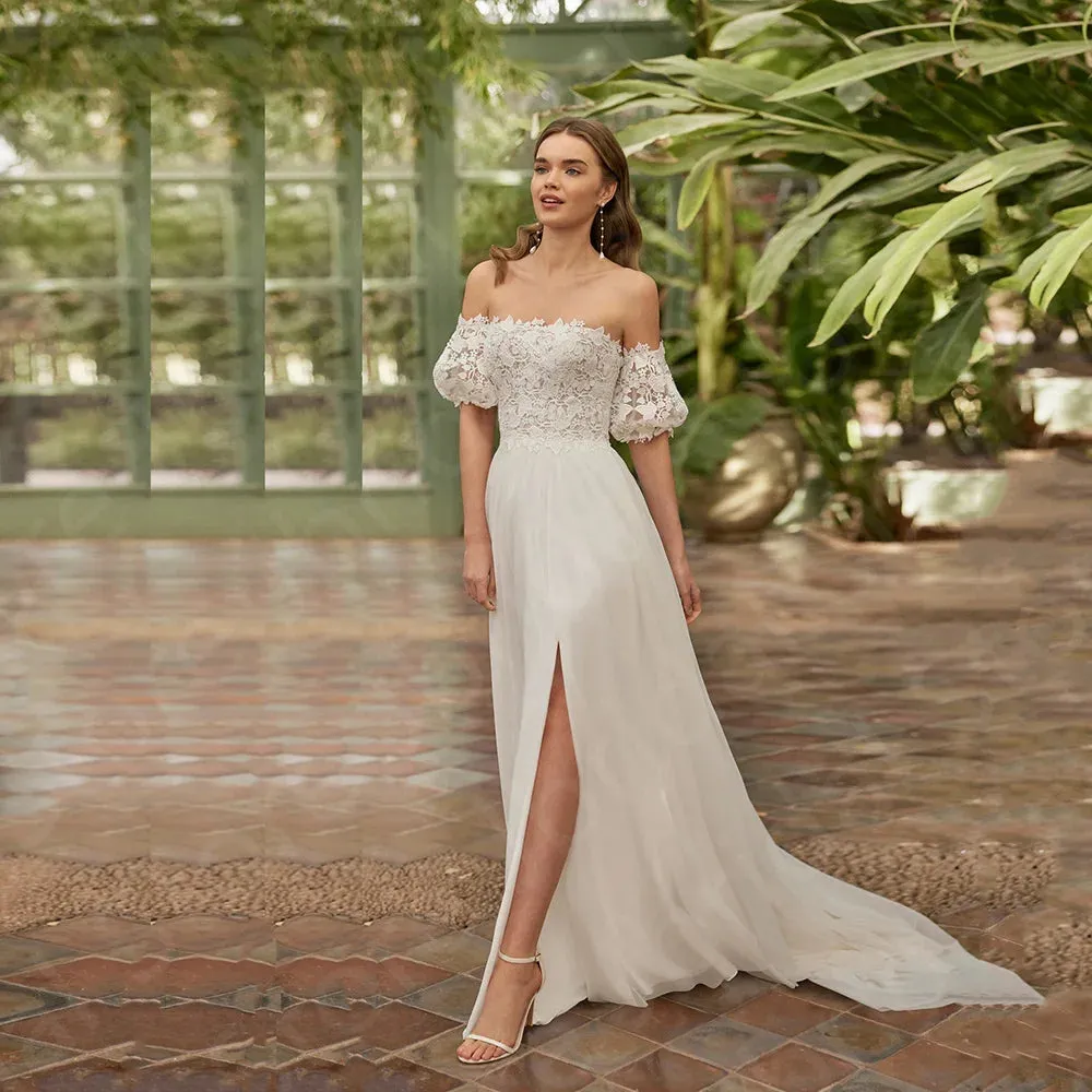 Graceful Side Slit Bridal Gowns