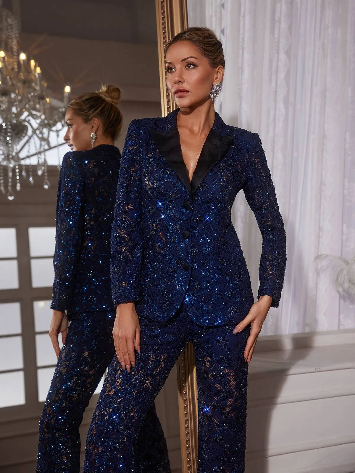 Himer Embroidered Sequin Blazer Set