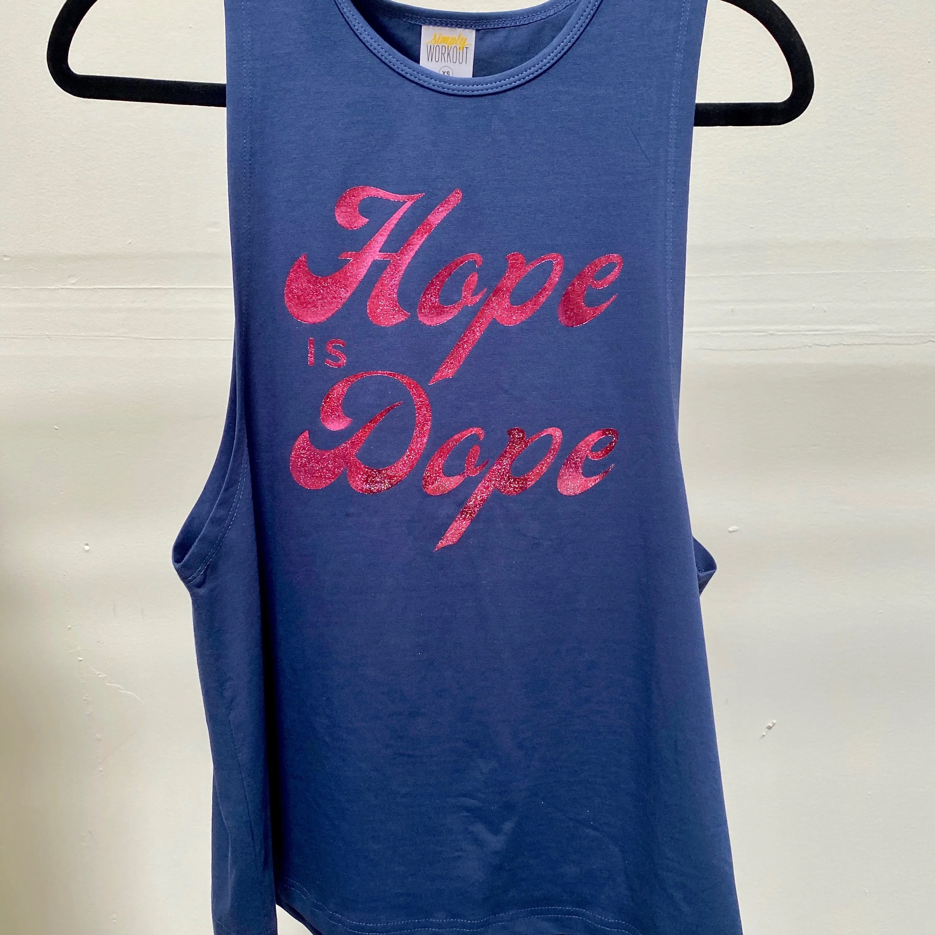 Hope is Dope - Pink Foil - Navy Muscle Tank