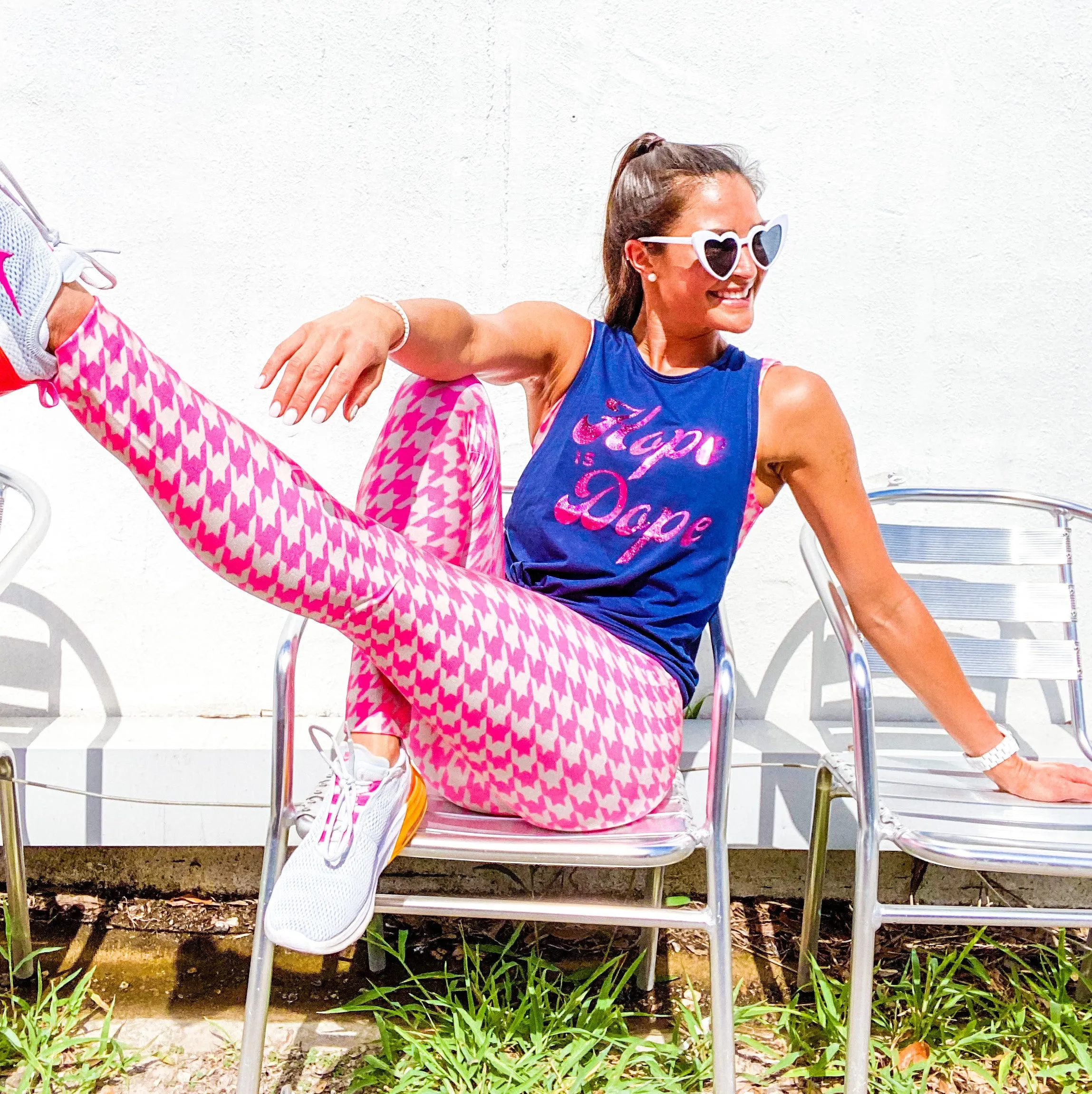 Hope is Dope - Pink Foil - Navy Muscle Tank