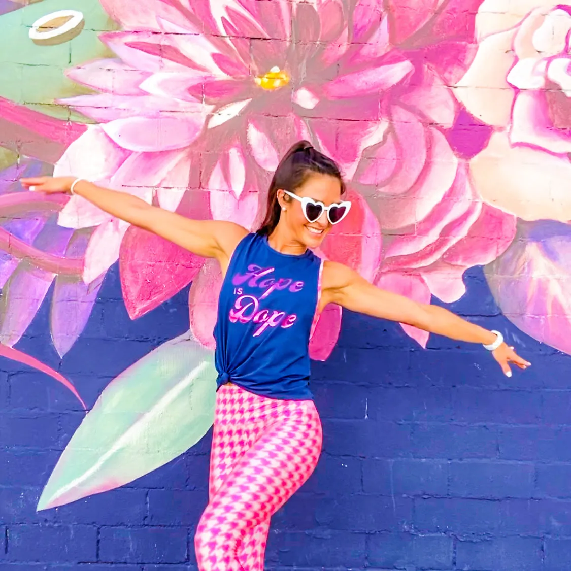 Hope is Dope - Pink Foil - Navy Muscle Tank