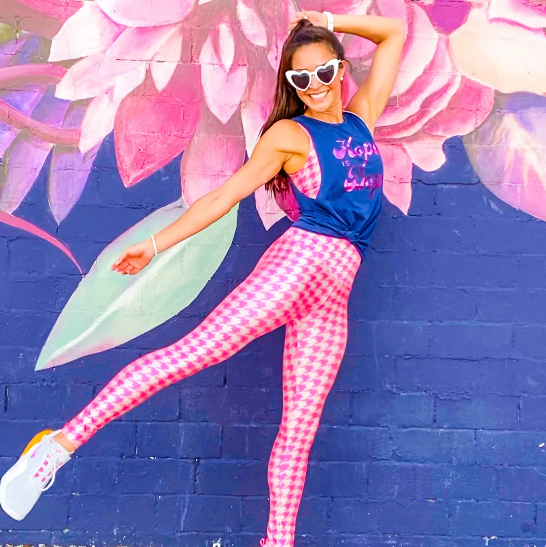 Hope is Dope - Pink Foil - Navy Muscle Tank