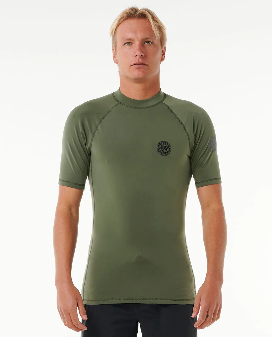 Icons UPF50  Brushed Short Sleeve Rash Vest - Dark Olive