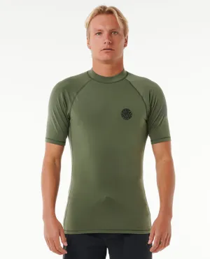 Icons UPF50  Brushed Short Sleeve Rash Vest - Dark Olive