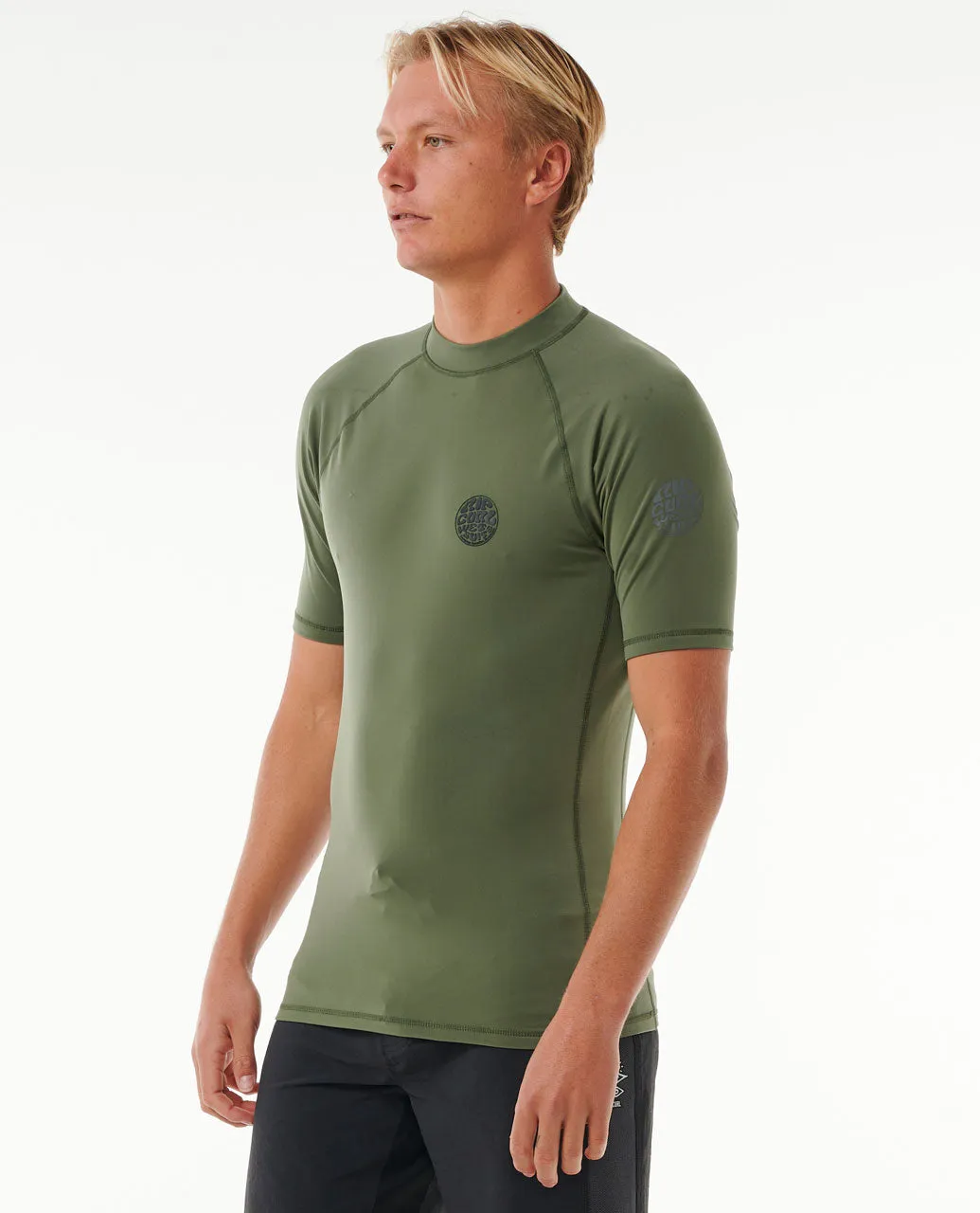 Icons UPF50  Brushed Short Sleeve Rash Vest - Dark Olive