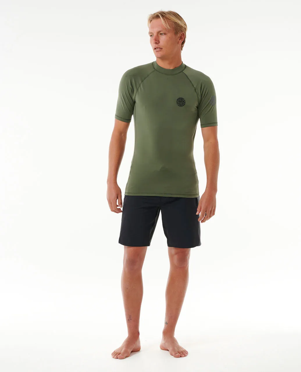 Icons UPF50  Brushed Short Sleeve Rash Vest - Dark Olive