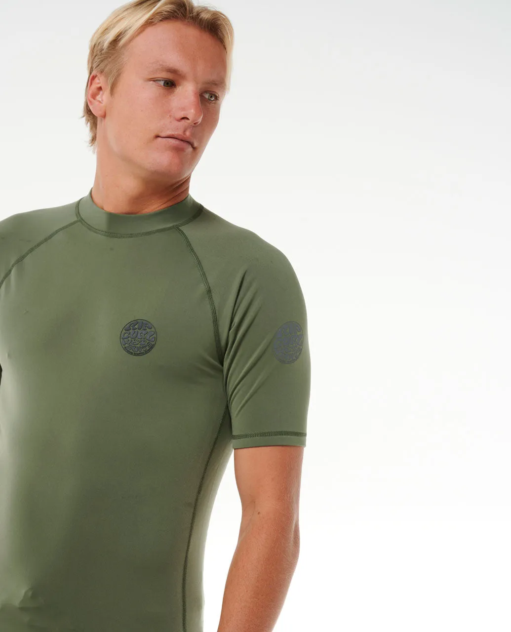 Icons UPF50  Brushed Short Sleeve Rash Vest - Dark Olive