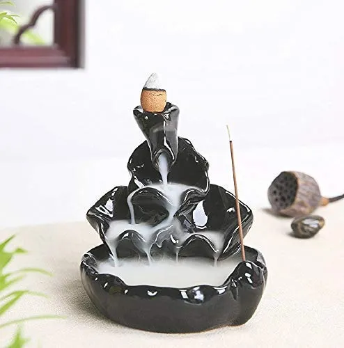 ITBeater Polyresin Ganesha Smoke Fountain Backflow Cone Incense Holder with 10 Incense Cones Decorative Showpiece with Tealight Candle Holder