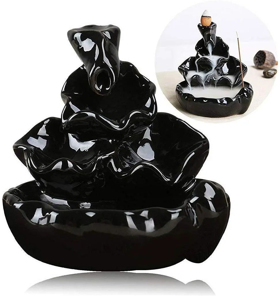 ITBeater Polyresin Ganesha Smoke Fountain Backflow Cone Incense Holder with 10 Incense Cones Decorative Showpiece with Tealight Candle Holder