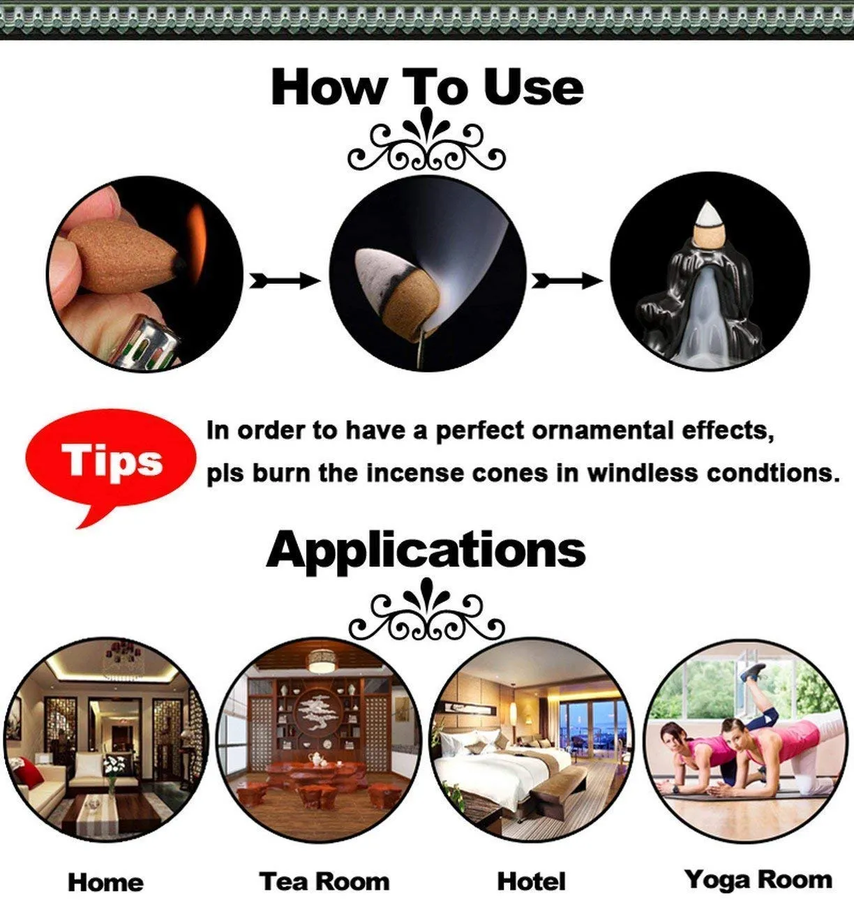 ITBeater Polyresin Ganesha Smoke Fountain Backflow Cone Incense Holder with 10 Incense Cones Decorative Showpiece with Tealight Candle Holder
