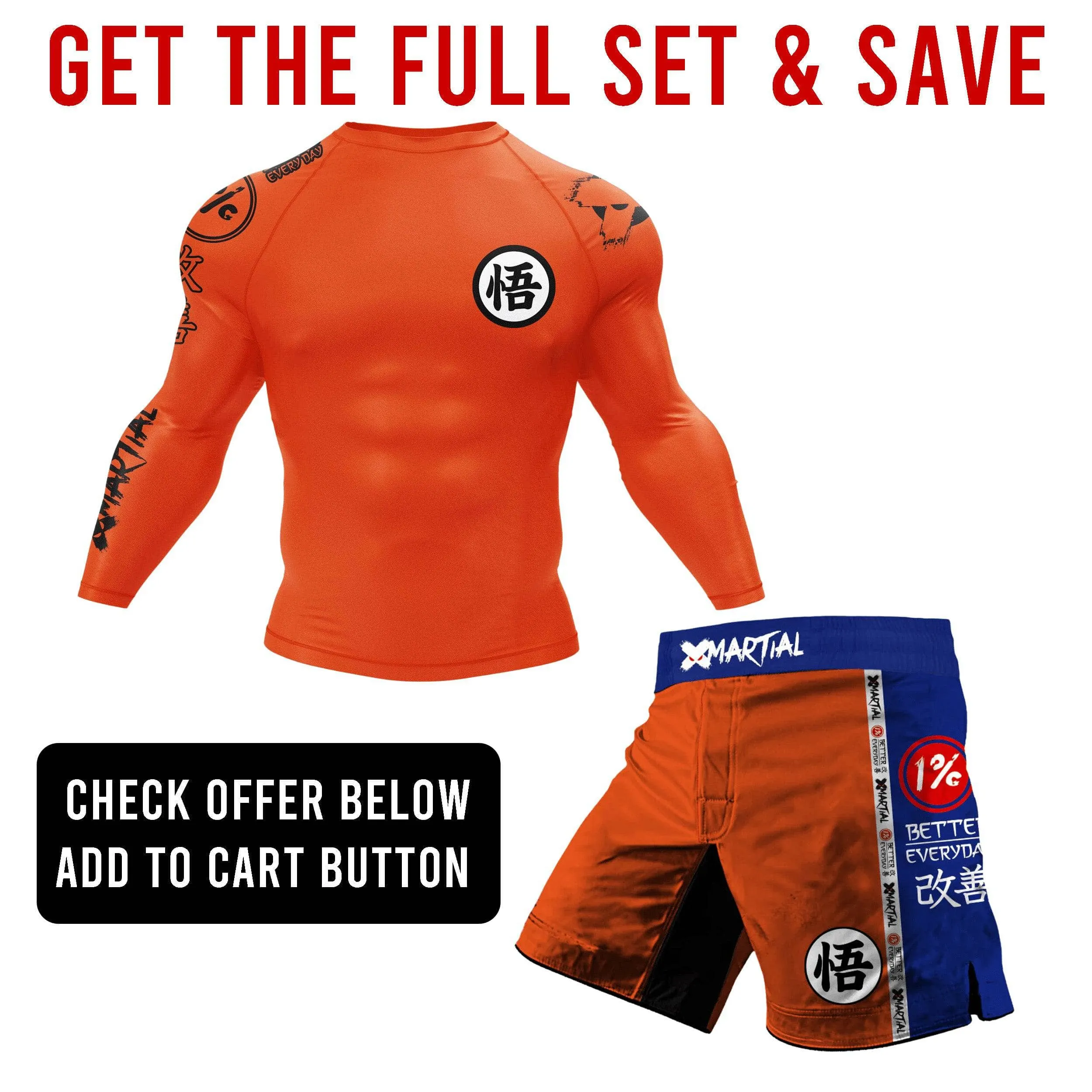 Kanji Orange BJJ Rash Guard