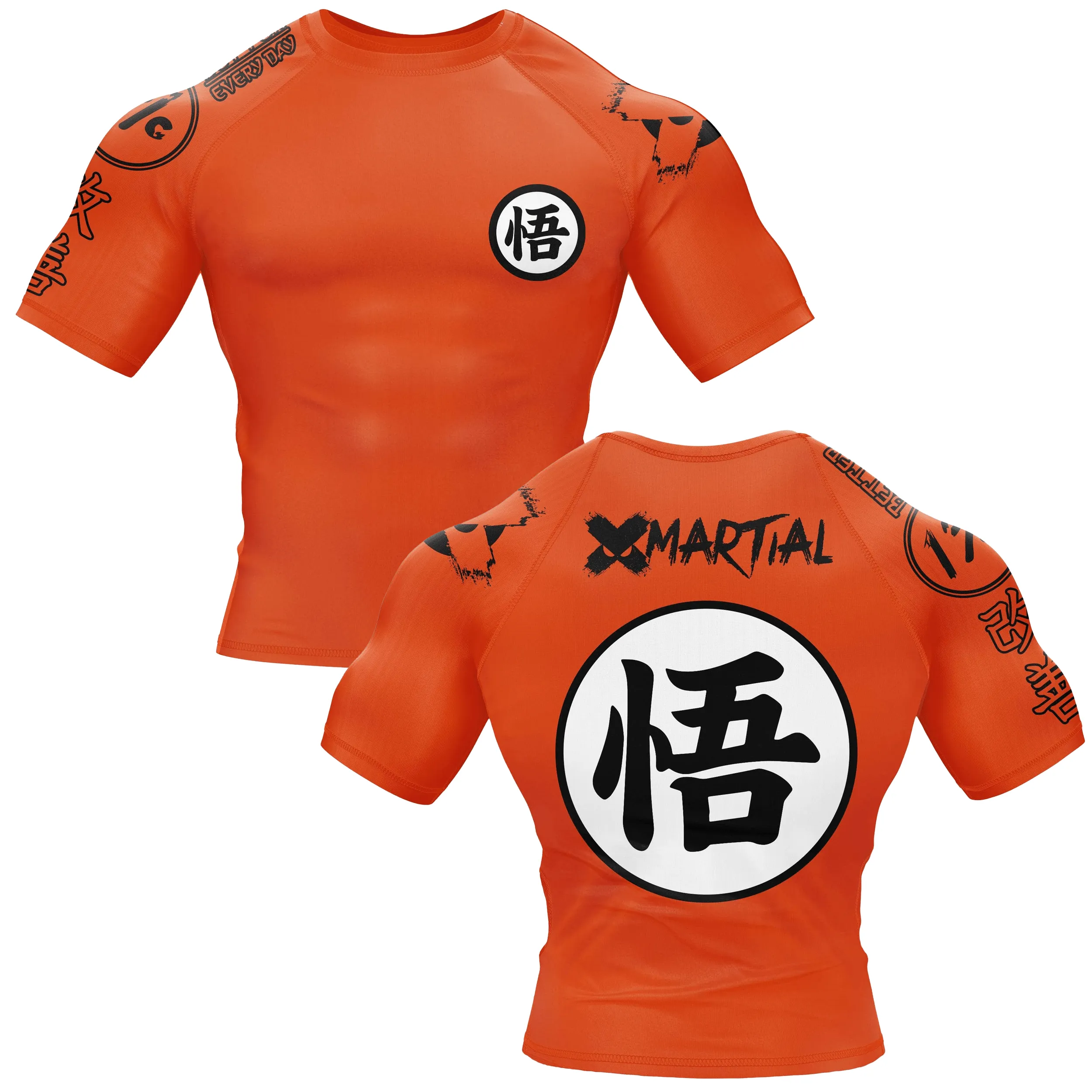 Kanji Orange BJJ Rash Guard