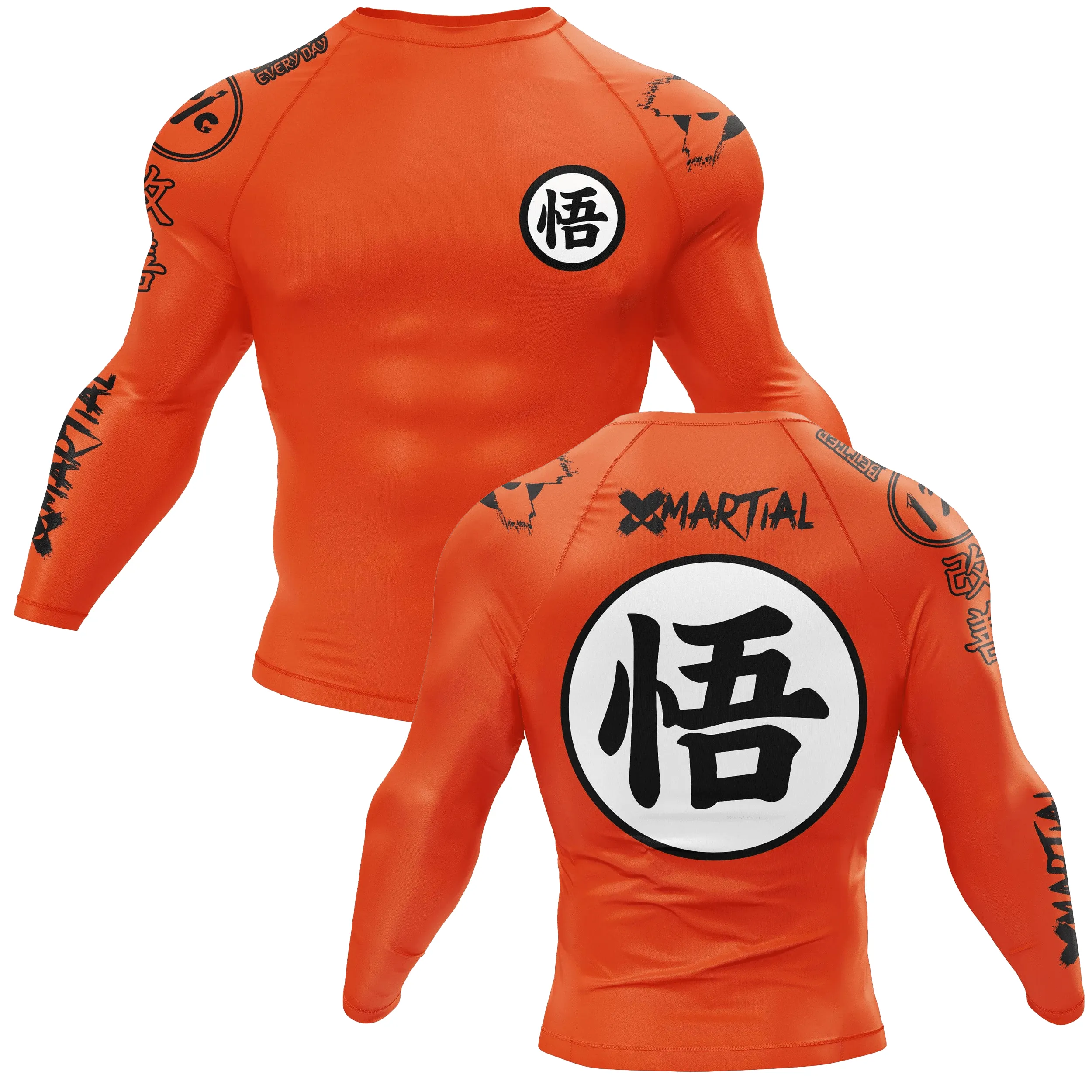 Kanji Orange BJJ Rash Guard