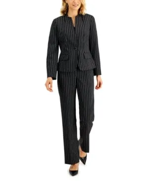 LE SUIT -  Striped Stand-Collar Pantsuit