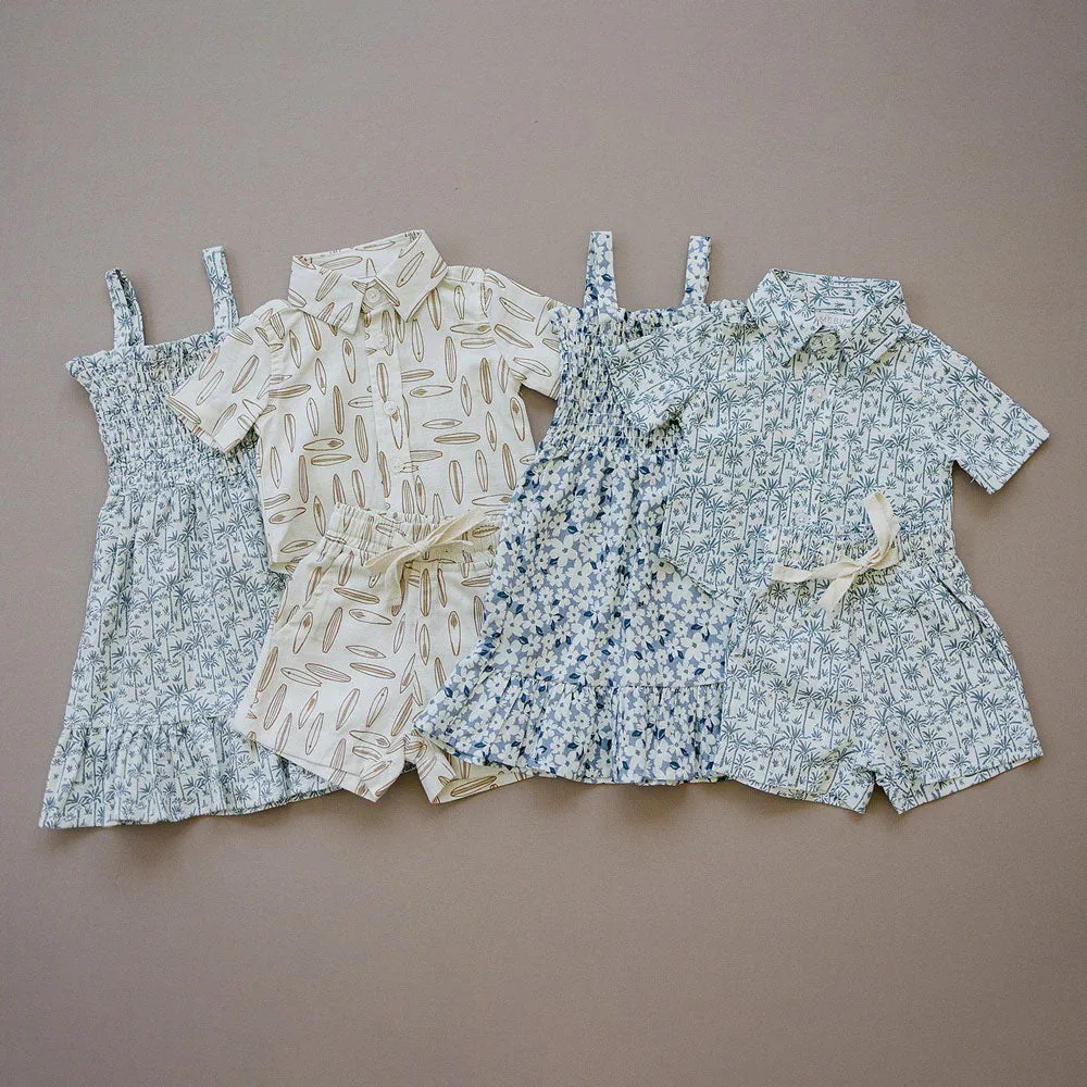Linen Button Up Shirt - Palm Tree