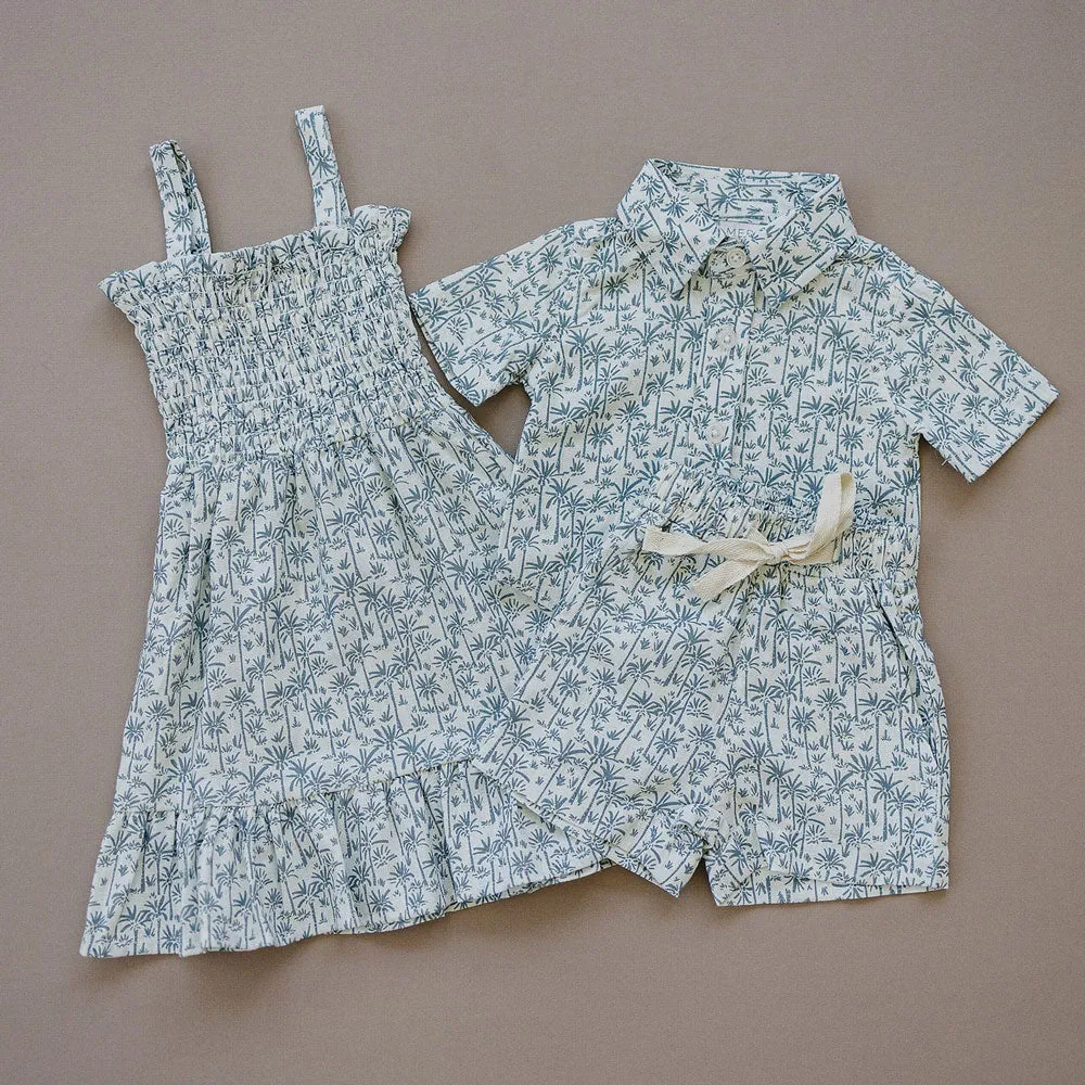 Linen Button Up Shirt - Palm Tree