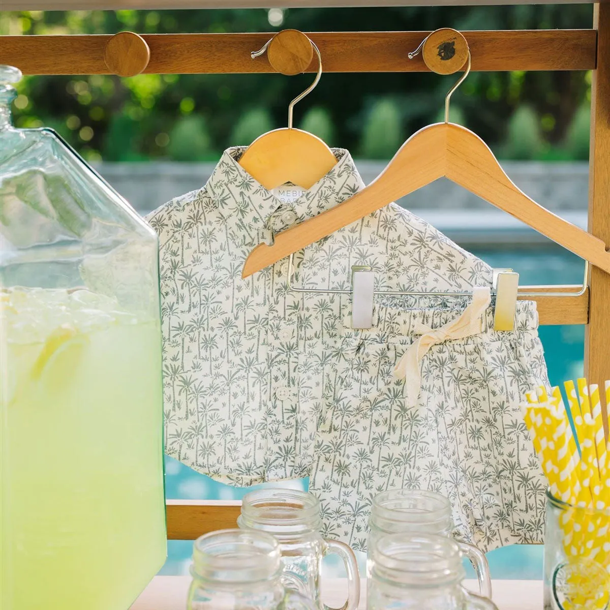 Linen Button Up Shirt - Palm Tree