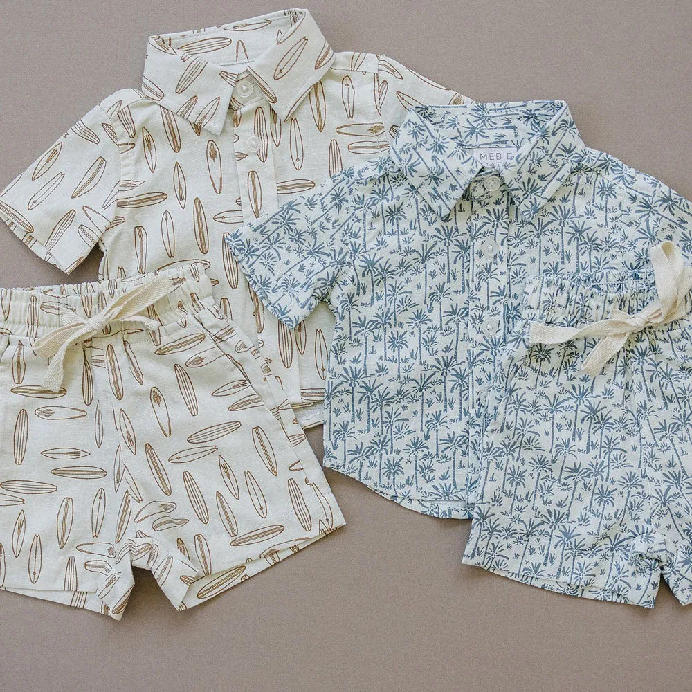 Linen Button Up Shirt - Palm Tree