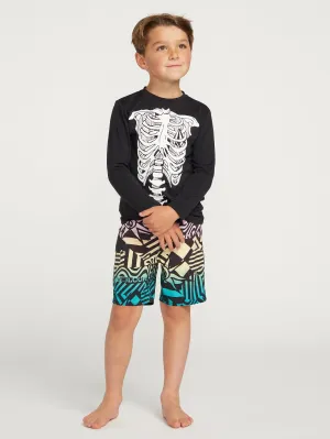 Little Boys Skeleton Long Sleeve Rashguard - Black