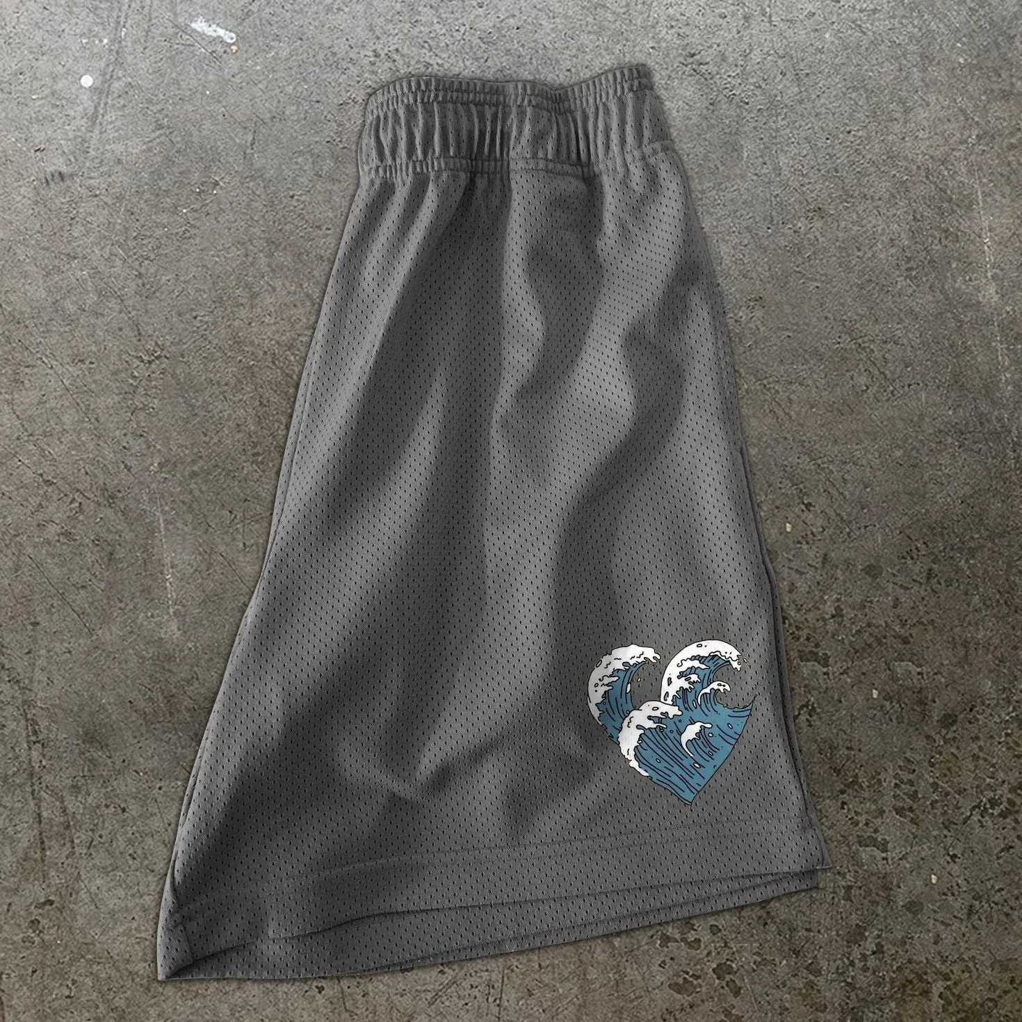 Love printed mesh sports casual shorts