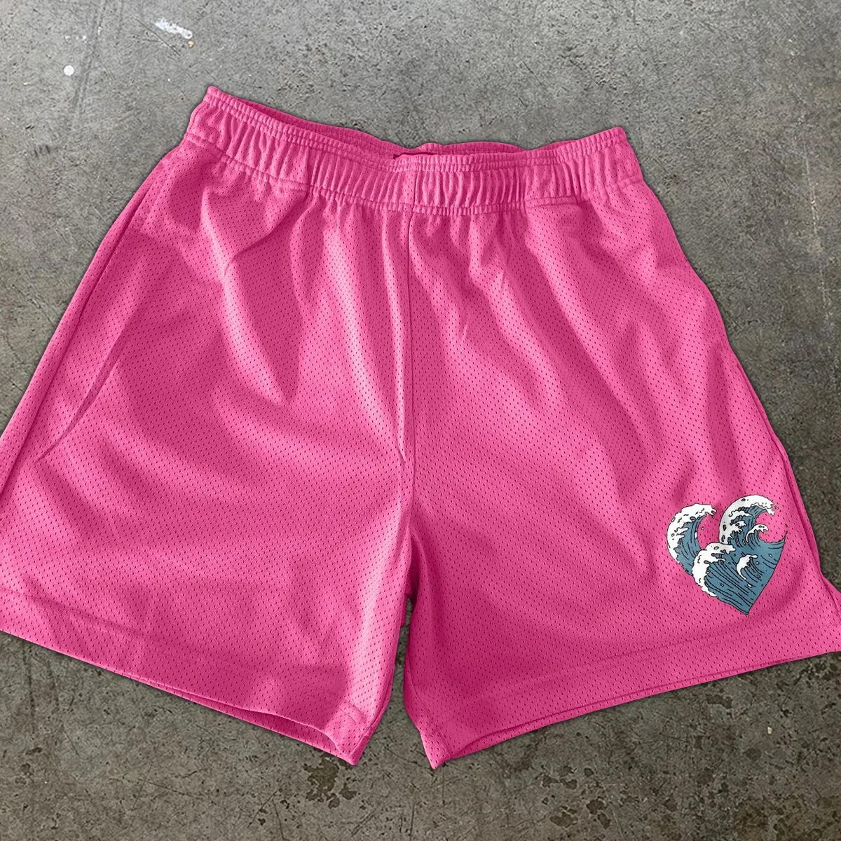 Love printed mesh sports casual shorts