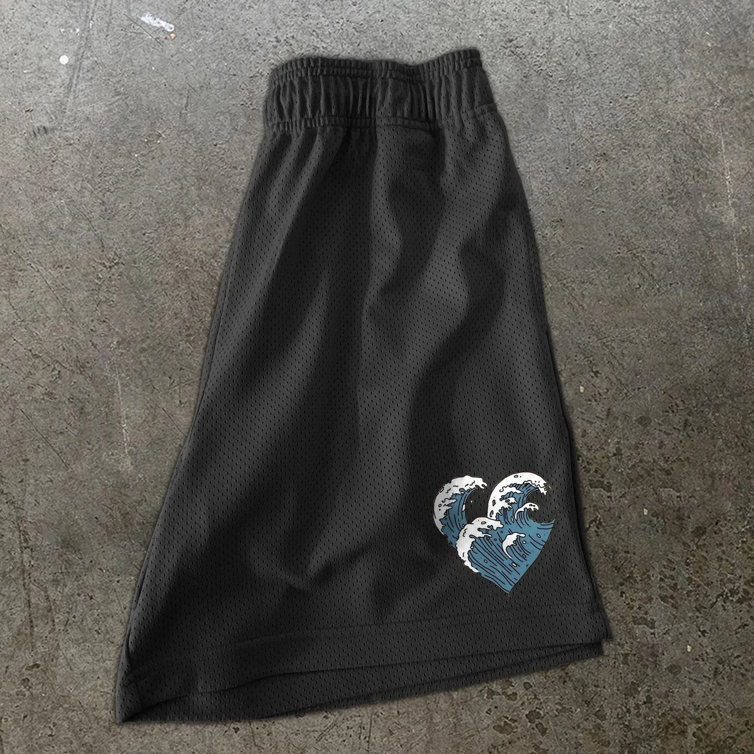 Love printed mesh sports casual shorts