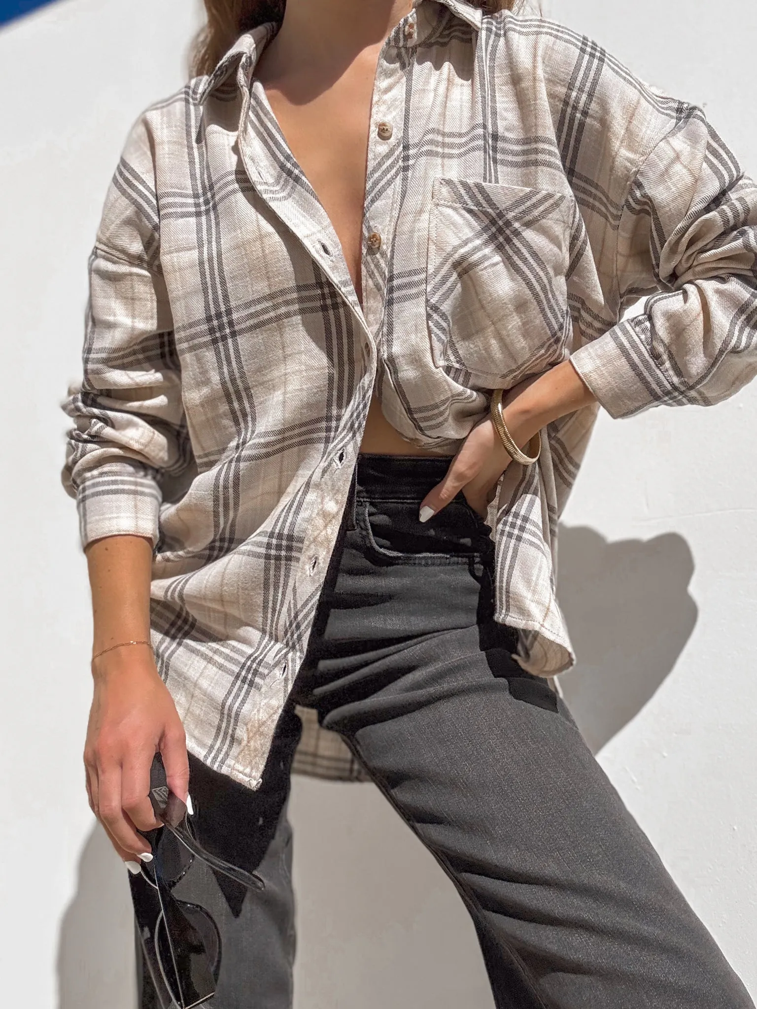 Mack Plaid Flannel in Grey - Final Sale
