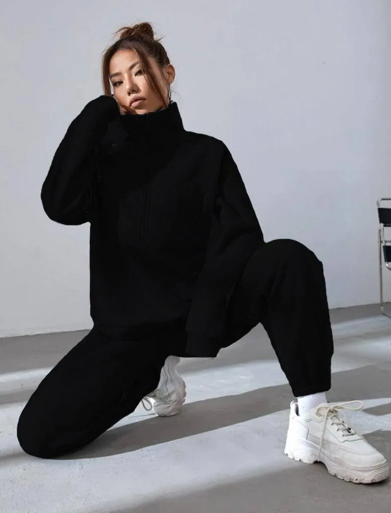 Matching Set Solid Color Sweat and Pants Jogger Sets for Women