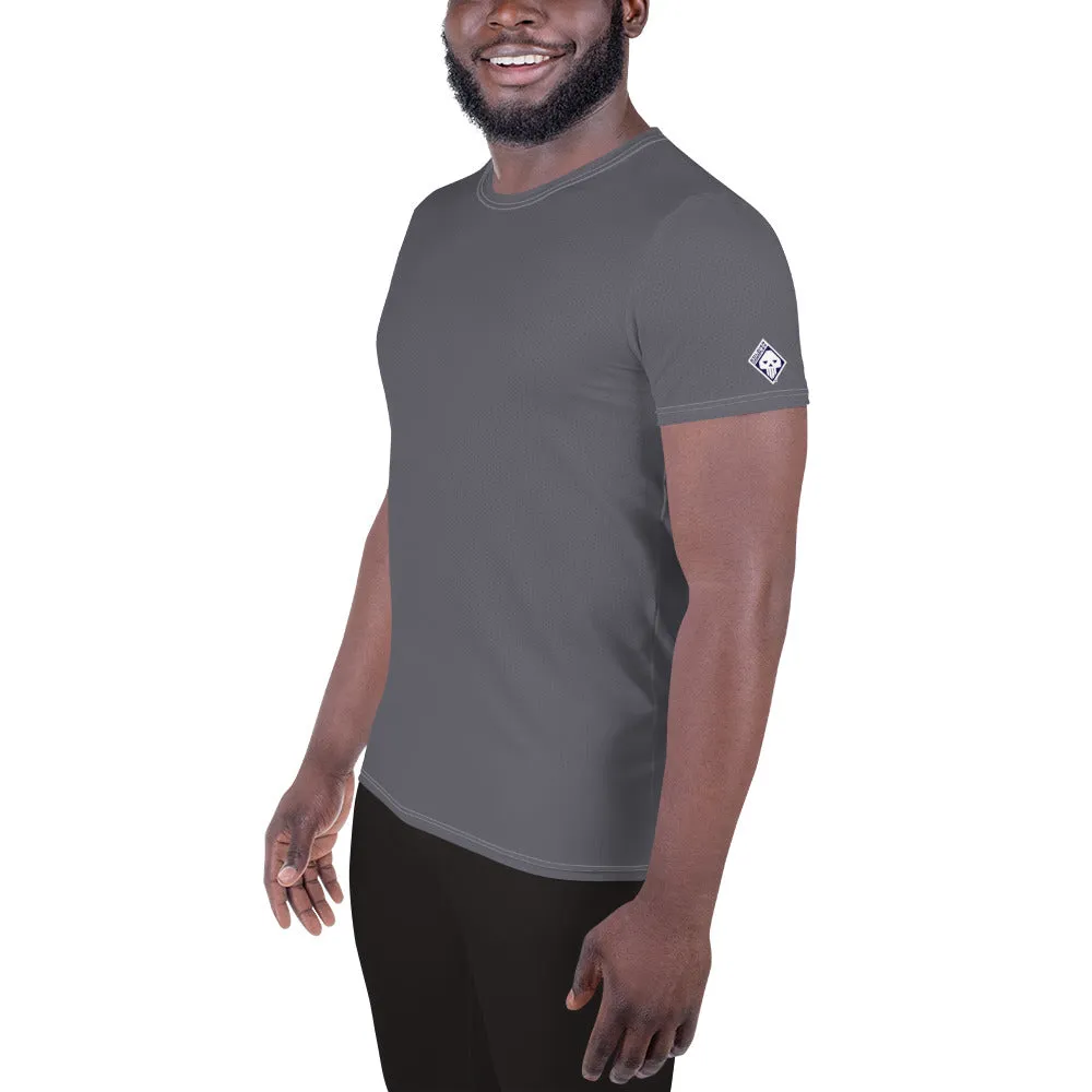 Men's Rash Guard - Lightweight Solid Color Short Sleeve Training Top - Charcoal