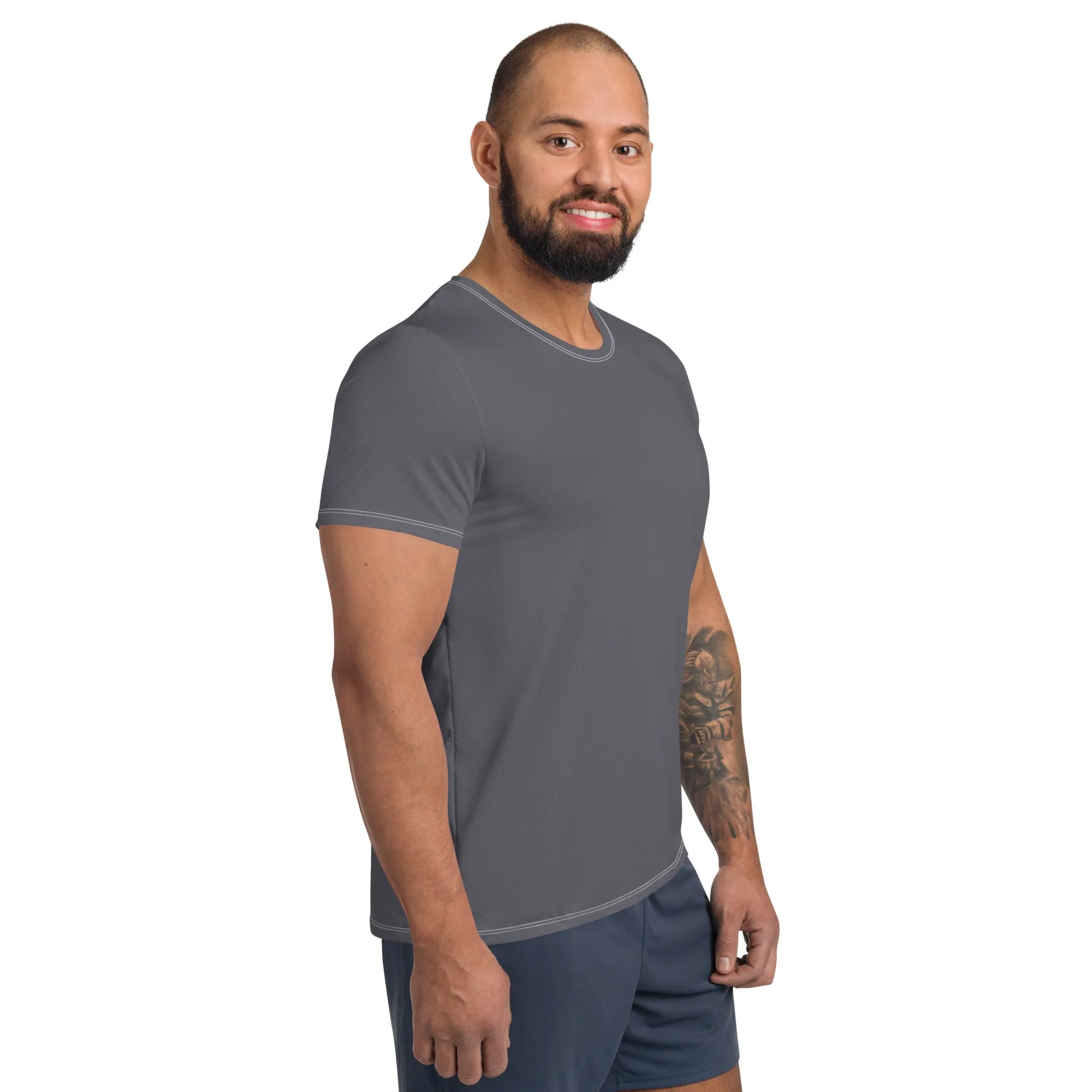 Men's Rash Guard - Lightweight Solid Color Short Sleeve Training Top - Charcoal