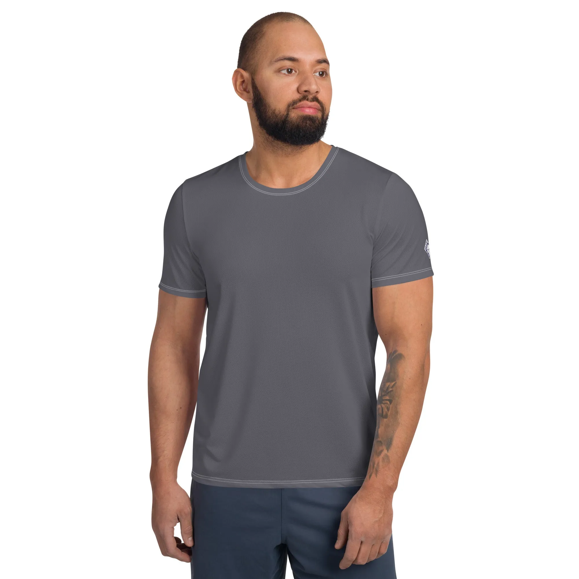 Men's Rash Guard - Lightweight Solid Color Short Sleeve Training Top - Charcoal