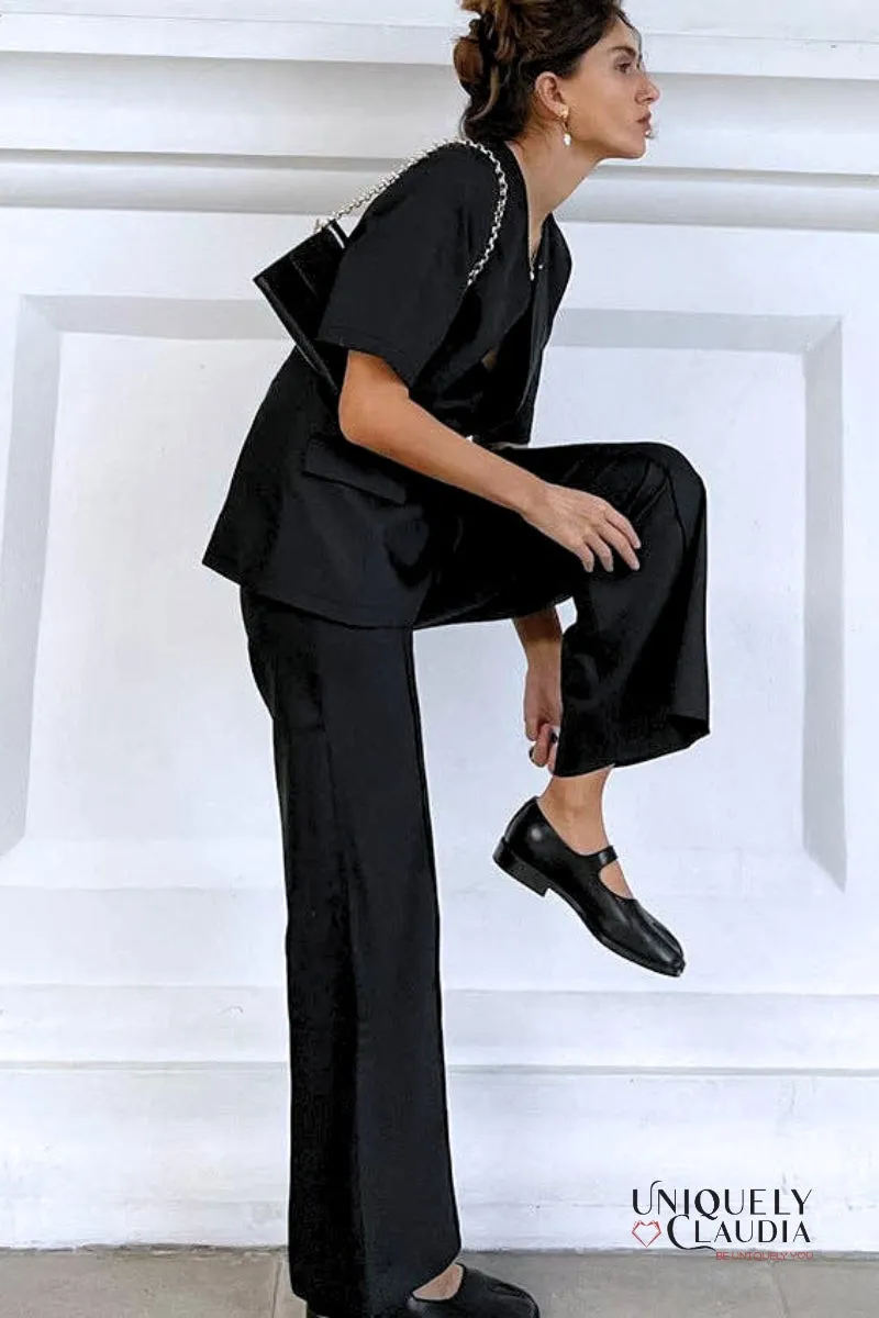 Meredith Double-Breasted Satin Blazer and Pant Set