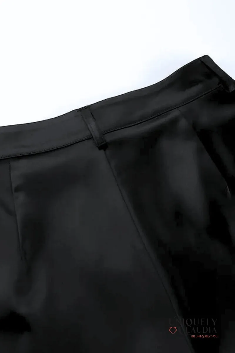Meredith Double-Breasted Satin Blazer and Pant Set