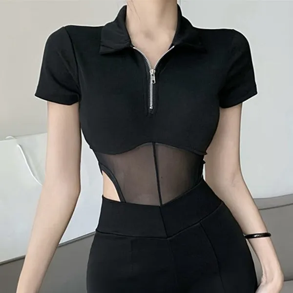 Mesh Panel Piece Top Casual Versatile Shorts