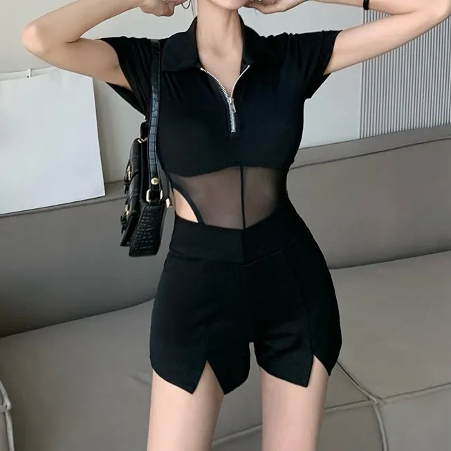 Mesh Panel Piece Top Casual Versatile Shorts