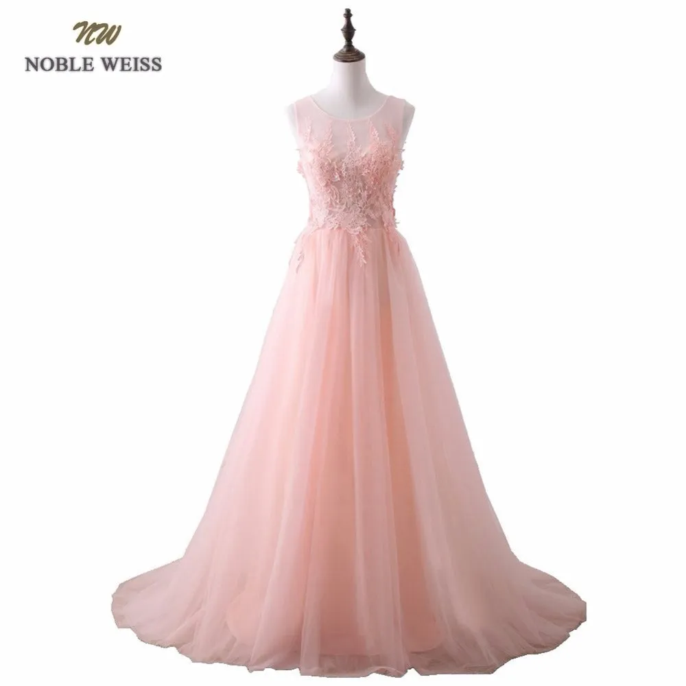 NOBLE WEISS Pink Appliques Beading Sexy Backless Court Train Evening Dresses Bride Banquet Elegant Party Prom Dress