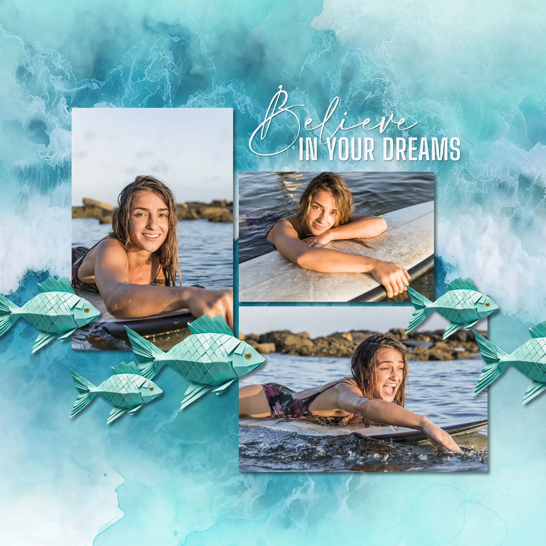 Ocean Masked Waves Overlays 2 Digital Scrapbook Kit