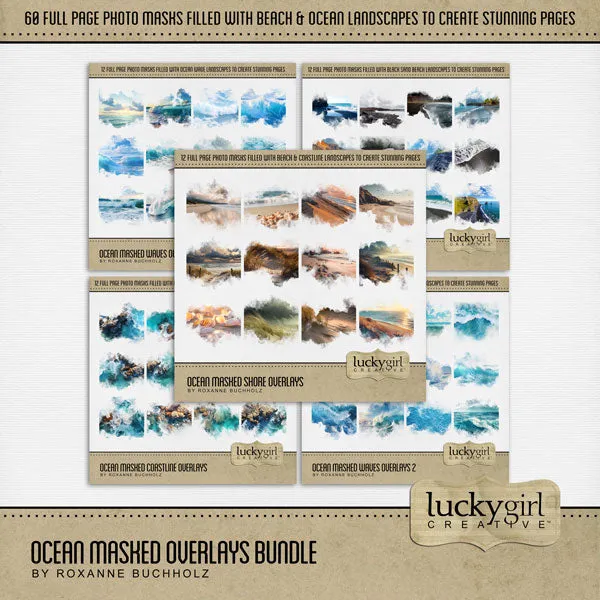 Ocean Masked Waves Overlays 2 Digital Scrapbook Kit