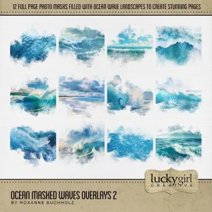 Ocean Masked Waves Overlays 2 Digital Scrapbook Kit