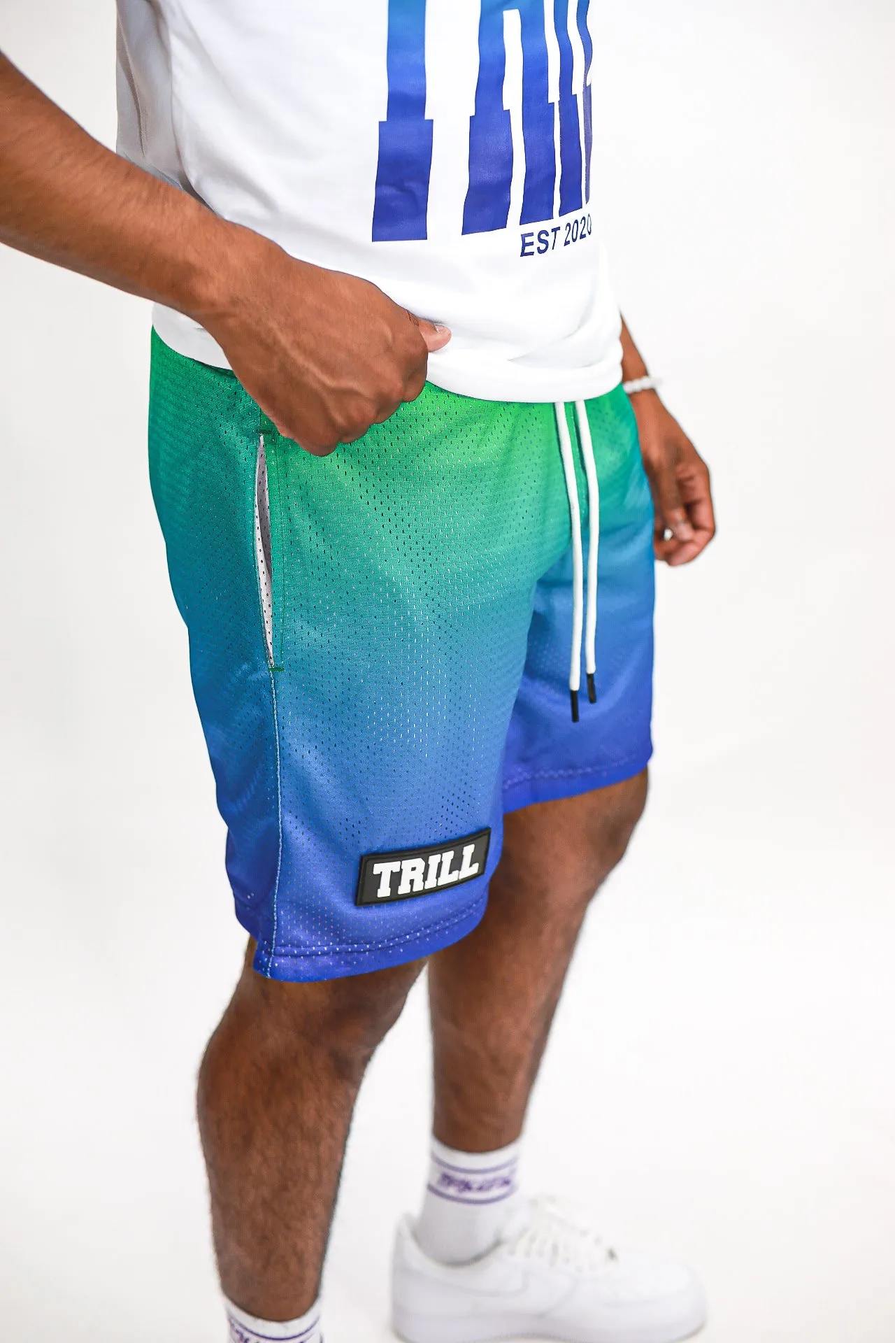 Ombre Mesh Shorts - Green\Royal Blue