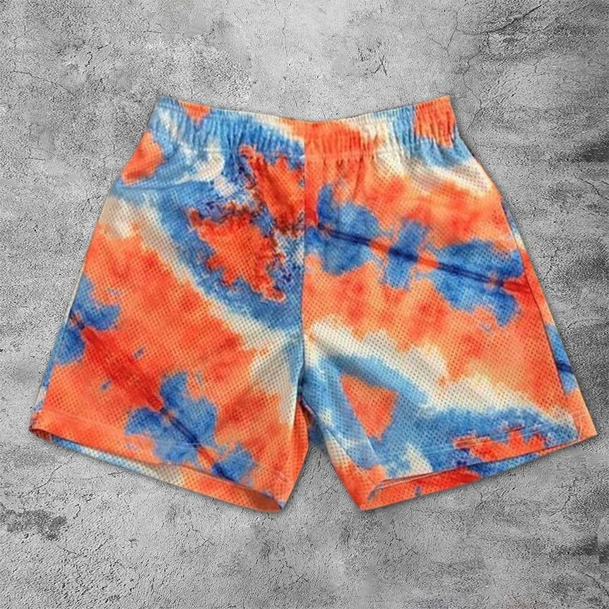 Orange Blue Mesh Shorts